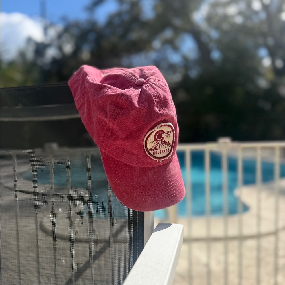 Robin Ruth Colorado Pink Red Dad Hat Mountain Patch Cotton Granola Strapback